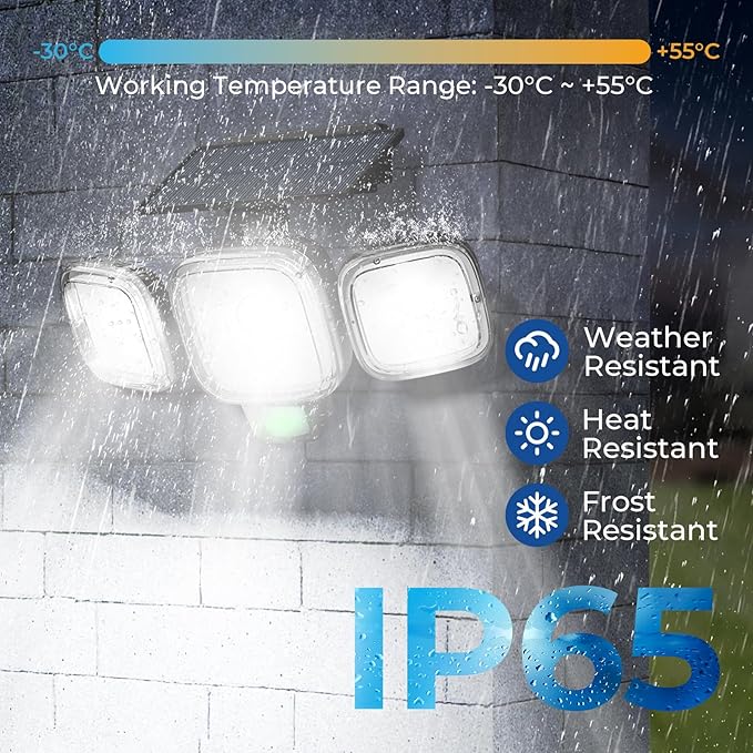 CINOTON Solar Motion Sensor Outdoor Lights, 3 Modes LED Security Flood Light with Remote Control, IP65 Waterproof Solar Powered Outside Wall Lighting for Garden Patio Garage Yard Entryway Black 2 Pack