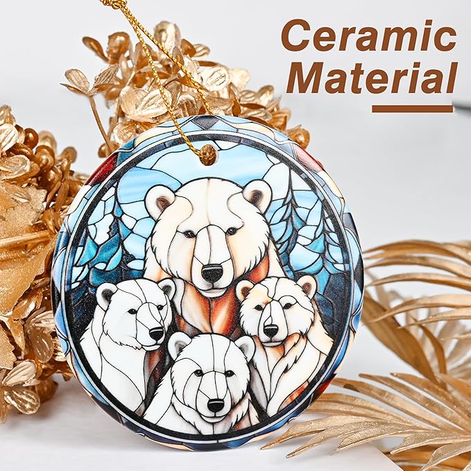 Christmas Ornament, Four Polar Bear Ornament, Christmas Decorations for Tree, Heirloom Keepsake, Gift Idea