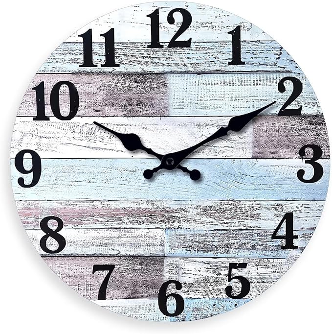 XNM Wooden Wall Clocks Battery Operated 16 Inches or Larger Farmhouse Clock for Living Room Decor Silent Wall Clock Non Ticking (MDF No Solid Wood)