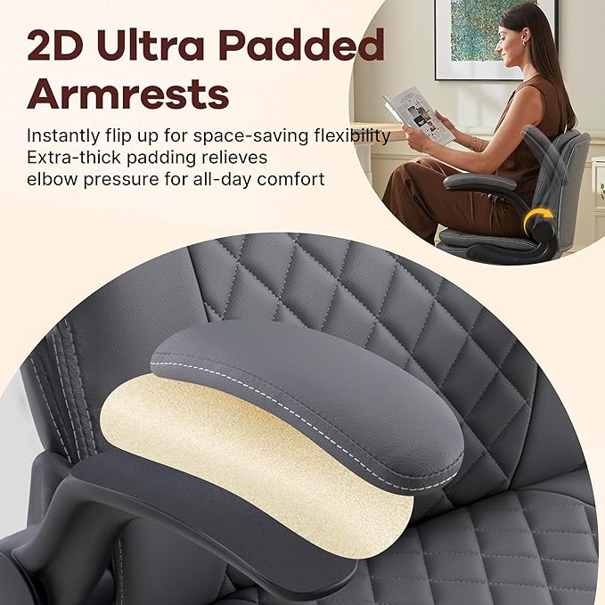 Cross Legged Office Chair: ADHD Criss Cross Desk Chair with Wheels & Stretchable Rotating Footrest - Height Adjustable Wide Yoga Kneeling Meditation Chair with Flip-up Armrests Back Support