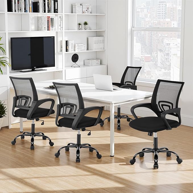 BestOffice Office Chair Ergonomic Cheap Desk Chair Mesh Computer Chair Lumbar Support Modern Executive Adjustable Stool Rolling Swivel Chair for Back Pain (Black)