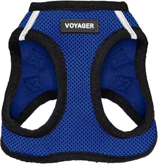 Best Pet Supplies Voyager Step-in Air Harness - All Weather Mesh, Reflective, No Pull Harness for Dogs, Cats - Secure with Hook & Loop Fastener, Buckle, Double D-Rings - Royal Blue/Black Trim, L