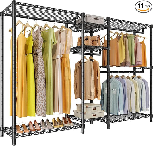 VIPEK Classic V6 Plus Wire Garment Rack Heavy Duty Clothing Rack for Hanging Clothes, Metal Freestanding Closet Wardrobe Rack Portable Clothes Rack, 84.7" L x 15.8" W x 76.4" H, Load 1120lbs, Black
