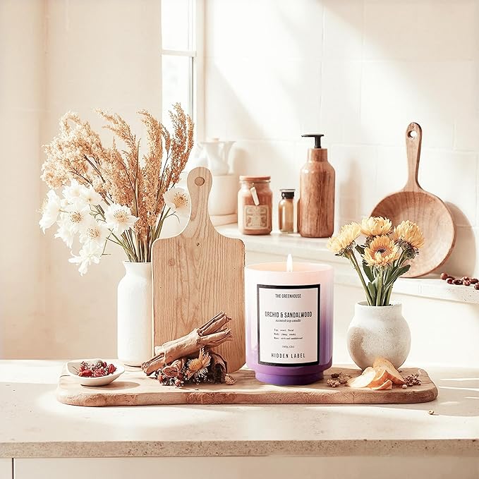 Orchid Sandalwood Scented Candle, 12oz Natural Soy Wax, 75Hours Long Lasting,Clean Burn, Pretty Aromatherapy Candle for Home Scented,Stress Relief, Meditation, Yoga & Relaxation
