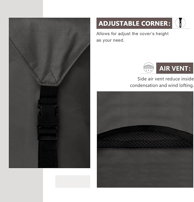 ULTCOVER 600D Tough Canvas Heavy Duty Square Patio Table and Chair Cover - Waterproof Outdoor General Purpose Furniture Covers 74 inch, Black