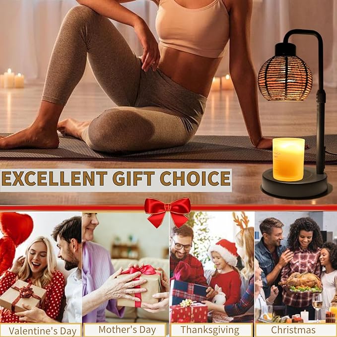 Candle Warmer Lamp, Candle Lamp with Timer Wax Melts Warmer - Dimmable & Height Wax Warmer Lamp for Melting Heating Jar Candle Scented Candle Warmer Home Decor Brightness
