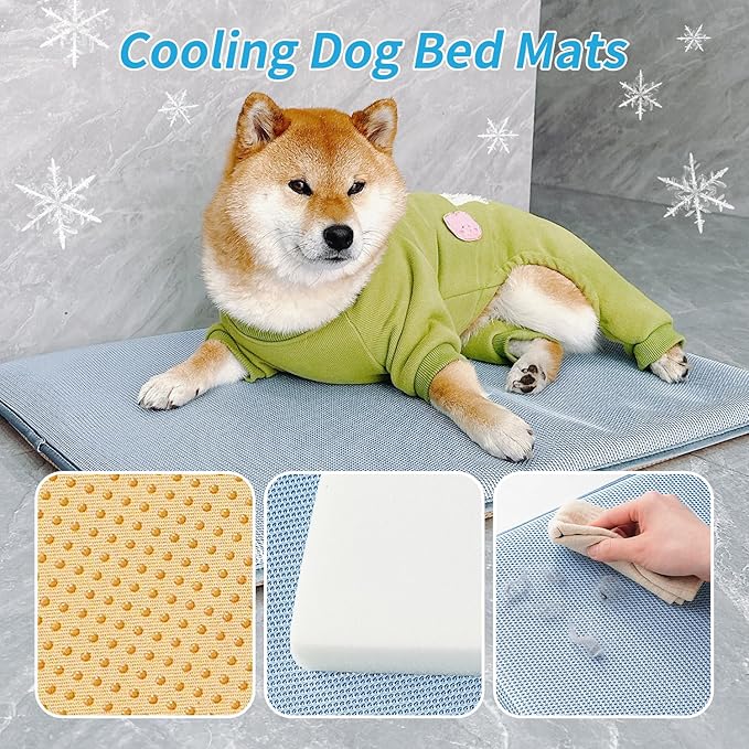Cooling Pad for Dog Breathable Heat Dissipation Washable Non-Slip Dogs Bed Removable Pad Kennel and Crate Pad (Blue 36×23×1.2 inches)