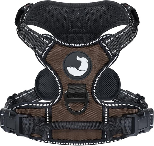 Joytale No Pull Dog Harness for Extra Large Dogs, Reflective Pet Vest with Front Clip, Adjustable Soft Padded Harnesses with Easy Control Handle for Training and Walking, Brown, XL