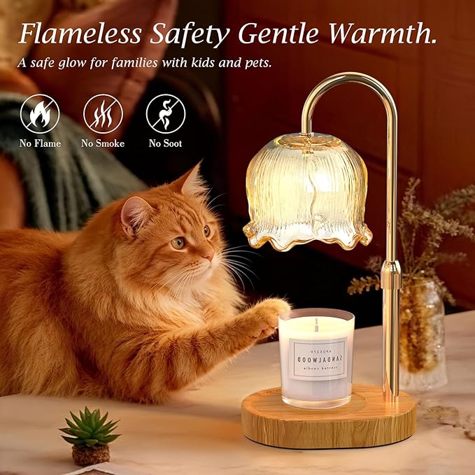 Candle Warmer Lamp Gifts for Mom, Adjustable Height Dimmable Candle Warmer with Timer, Wax Melt Lamp for Scented Candles White Elephant Gifts for Adults Home Essentials