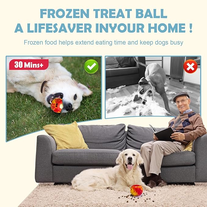 Dog Frozen Treat Toy, Slow Food Training to Relieve Boredom and Stimulating, Interactive Treat Dispensing Dog Toy, Interactive Chew Toys, Super Easy to Open Clean, for Small Dogs 10-30lbs.