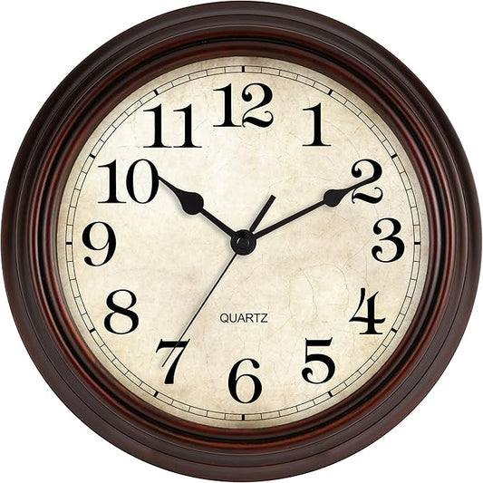 HYLANDA Wall Clock, Bronze Silent Non Ticking Battery Operated Clocks, Decorative for Living Room, Bedrooms, Kitchen, Office (14 inch)