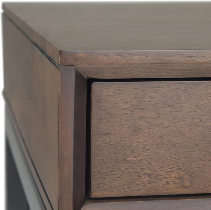 SIMPLIHOME Banting Desk - 72 Inch Wide Solid Hardwood and Metal Writing Desk in Walnut Brown, Modern Industrial Home Office Computer Table for Study with 2 Drawers and Flip-Down Keyboard Tray