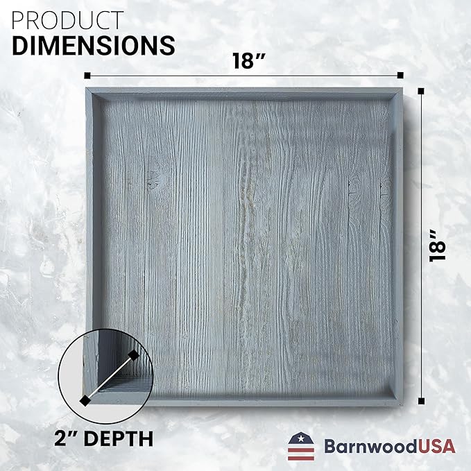 Wooden Ottoman Tray with Felt Pad – Decorative Couch Serving Tray Made with Real Rustic Reclaimed Wood - Perfect for Living Room Ottomans, Sofas, & Coffee Tables -18" x 18"- Slate Blue