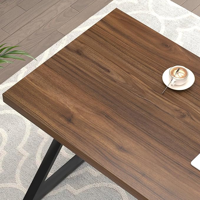 FOLUBAN Computer Desk for Home Office Workstation, Modern Writing Study Work Table, PC Gaming Table for Bedroom Living Room, Rustic Walnut, 53 Inch