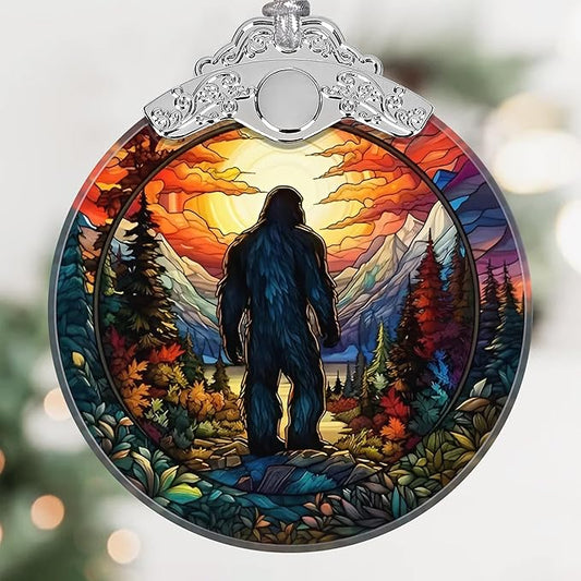 Sasquatch Stained Glass Hanging Ornament - Christmas Tree Decoration Idea