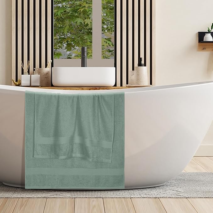 BOUTIQUO Cotton 2 Pack Oversized Bath Towel Set, Large Bath Towels 27x54, Ultra Soft, Absorbent, Compact, Quick Drying and Lightweight, Eco-Friendly and 100% Recyclable Towel Set - Jade