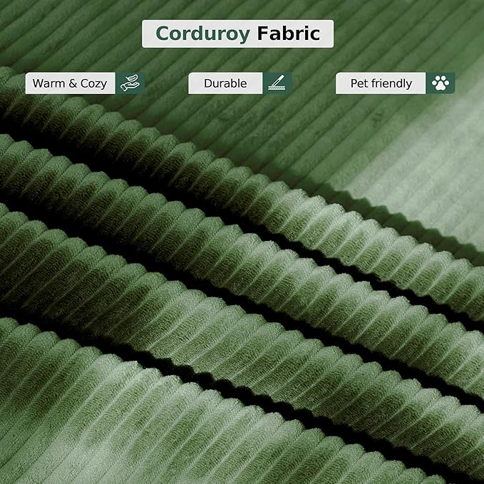 Compressed Sleeper sofa bed,Convertible Floor Boneless Couch-With Comfy Pillow,Modular Modern Corduroy Sofa for living room Bedroom Lounge Studio-With Fixed-shape Frame and support Armrest(Green)