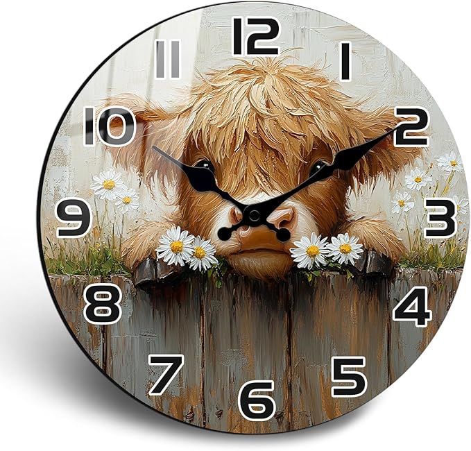 Extra Large Wooden Wall Clock - 24 Inch Rustic Silent Round Wall-Clock Non-Ticking Round Country Clock for Living Room, Home Farmhouse Decor Battery Operated