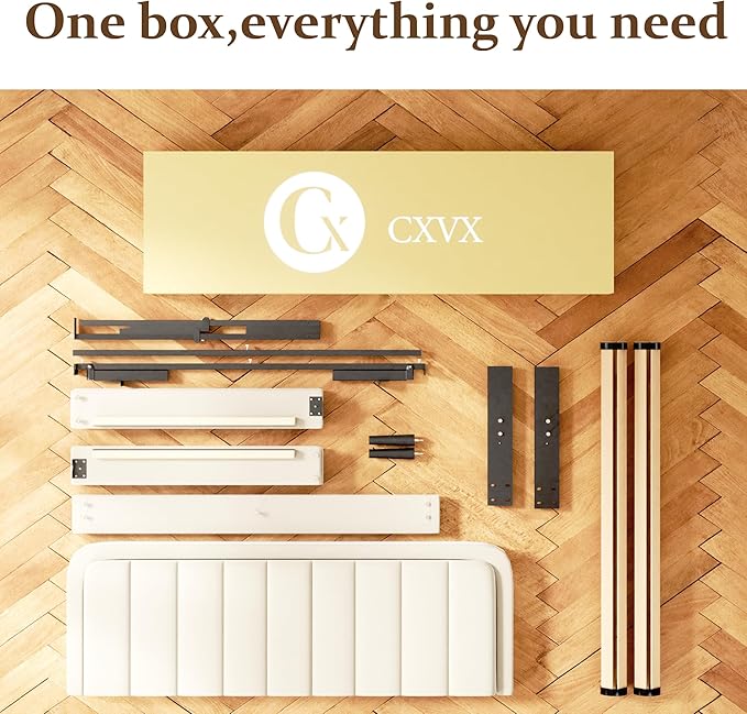 Queen Size Bed Frame with LED Lights, Upholstered Platform Bed with Adjustable Headboard, No Box Spring Needed, Noise-Free, Easy Assembly, Velvet Beige