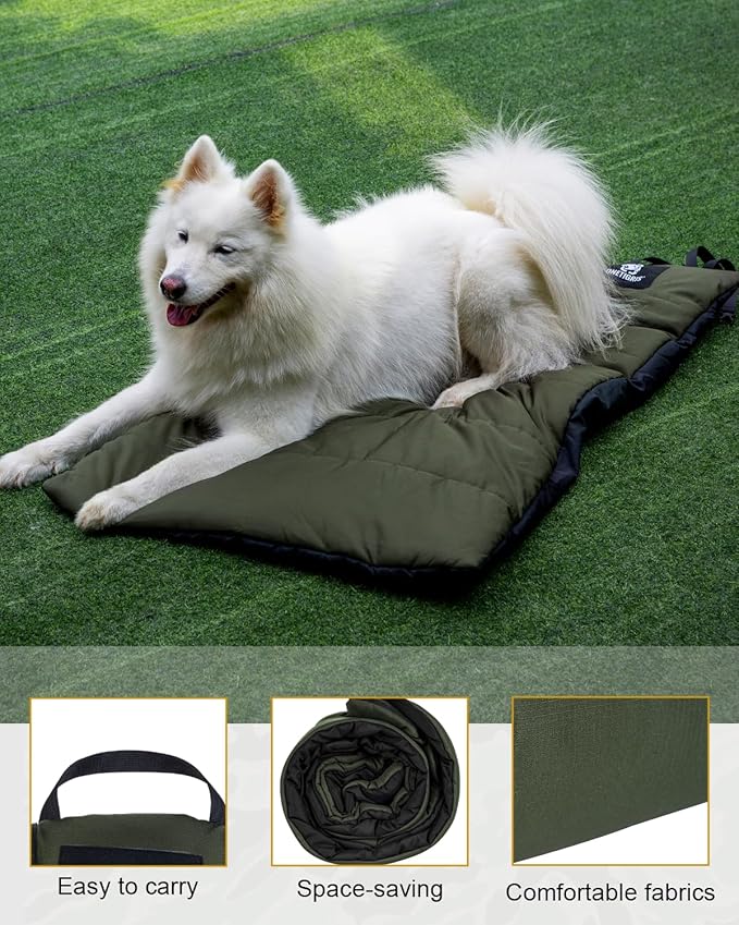 ONETIGRIS Large Dog Bed Washable Matteress Anti Slip Cushion for Pets Sleeping, 3.6ft by 2.2ft Water-Resistant Pet Bed for Indoor Outdoor(Green,S)