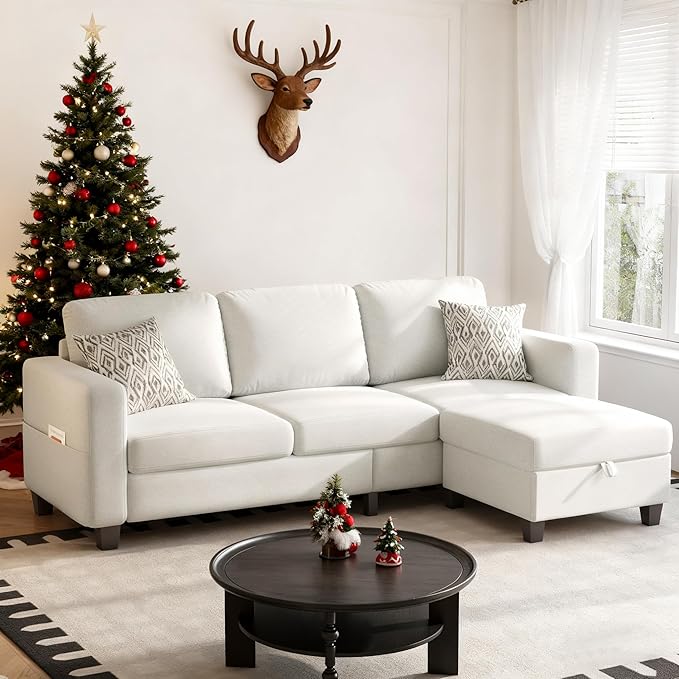 Youmumeub 79''Sectional Couch Couches for Living Room - L-Shaped 4-Seater Deep Sectional Sofa,Removable Covers,Suitable for The Living Room, Apartment or Office-Beige