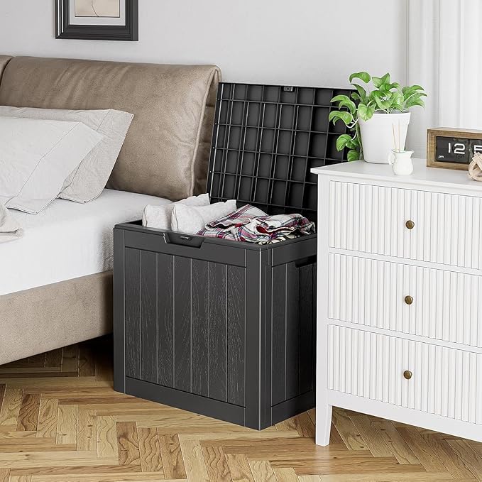 31 Gallon Outdoor Storage Box, Waterproof Resin Deck Box with Lockable Lid – Storage Cabinet for Patio Furniture, Pool Supplies, Garden Tools – Indoor & Outdoor Use(2Box/Set)