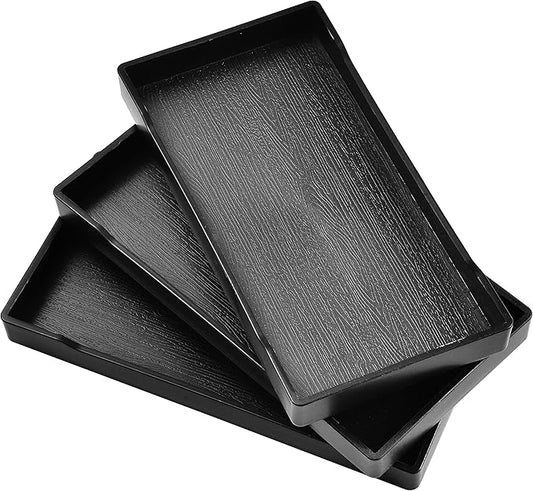 3 Packs Small Black Mini Serving Trays (8 inch x 4 inch) for Serving Accessory, Spa, Coffee, Shot Glass, Drinks, Wine, Tea, Bar, Party, Seasoning, Perfume or Display Use.