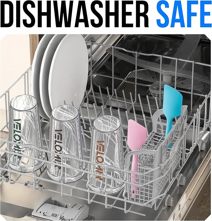 VELOMIX -6 PACK- 28 oz Protein Shaker Bottle for Protein Mixes - 6x Wire Whisk | Leak Proof Shaker Cups for Protein Shakes | Protein Shaker Bottle Pack | Protein Shake Cup (Muted Clarity)