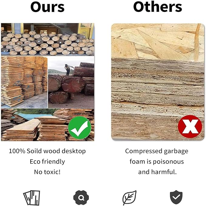 Stylish Solid Wood Office Desk with Sturdy Metal Base - Durable Multi-Size Executive Computer & Dining Table - Perfect for Home Office & Work Environments (Brown, 62.99in)