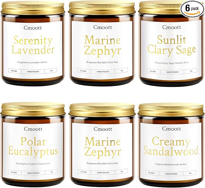 Scented Candles - 6 Pack Home Aromatherapy Jar Candle Set Gifts for Women, 7 oz Soy Wax Candles for Birthday, Valentine, Anniversary