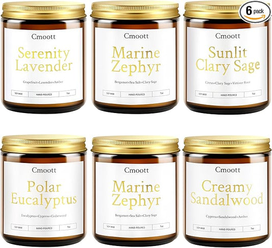 Scented Candles - 6 Pack Home Aromatherapy Jar Candle Set Gifts for Women, 7 oz Soy Wax Candles for Birthday, Valentine, Anniversary