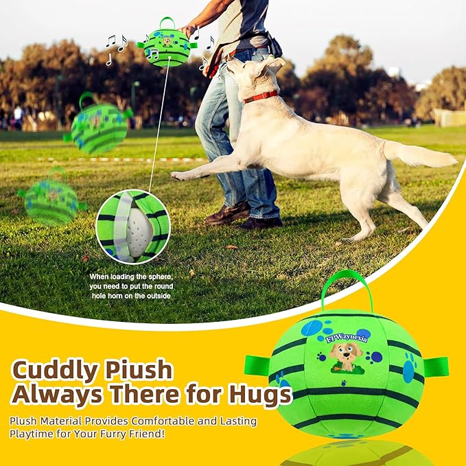 Interactive Dog Toys Chew-Resistant Interactive Dog Ball Nylon Dog Balls with Rope Bluetooth-Enabled for Music Connection Moving Dog Ball Interactive Dog Balls for Medium Dogs