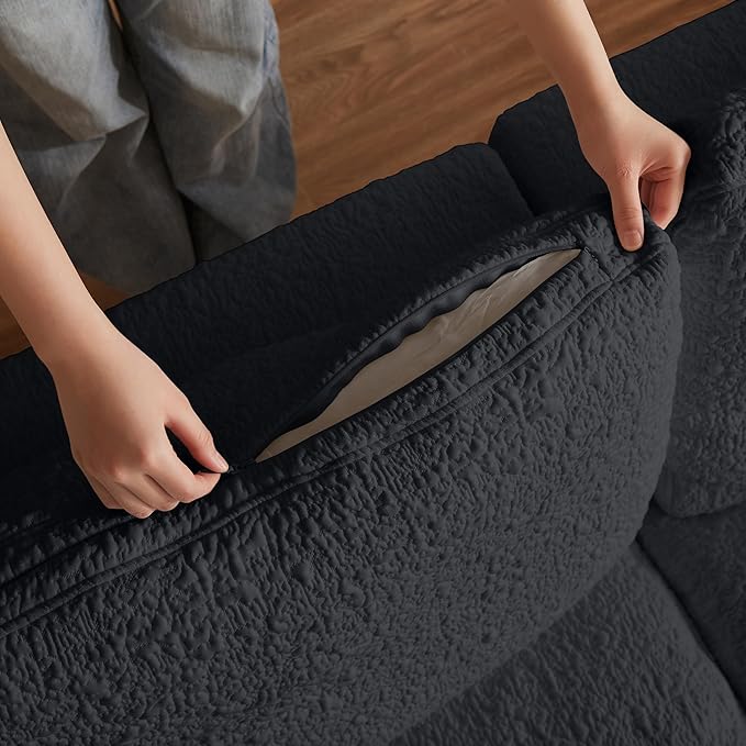 Cilee 110" Modular Sectional Sofa, Cloud Couch with Deep Seat, L-Shape Boneless Sofa, 3 Seat Memory Foam Sofa, No Assembly Required, Upholstered Couch for Living Room, Movable Ottoman, Chenille, Black