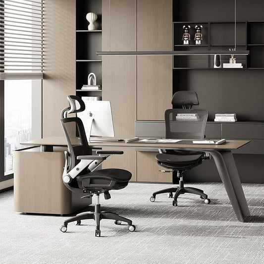 COLAMY Ergonomic Office Chair with Footrest, High Back Mesh Desk Chair with Adjustable Lumbar Support, 3D Armrests, Headrest, Recline Function, Rolling Swivel Task Chair for Home Office (Graphite)