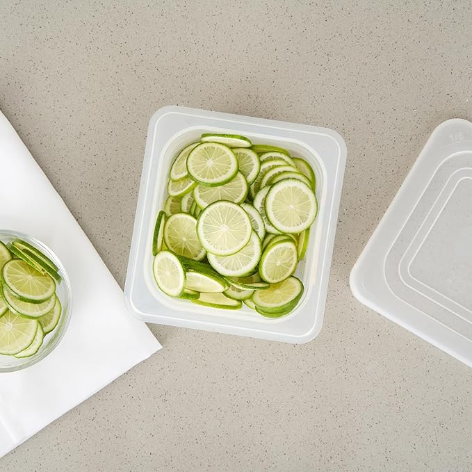 Restaurantware Food Pans Pack of 10 Plastic Square Food Containers 1/6 Size with Traceability Label, Storage Containers Dishwashable Hot Cold Friendly for Restaurants Buffet Commercial Use