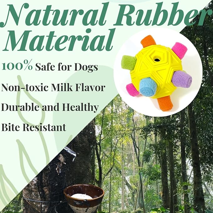 Snuffle Ball for Dog Toys Unbreakable Upgrade Ball Interactive Toy Foraging Snuffle Mat Puppy Treat Dispenser Slow Feeder Dog Puzzle Toys for Small, Medium, Large Pets (Yellow Colorful)