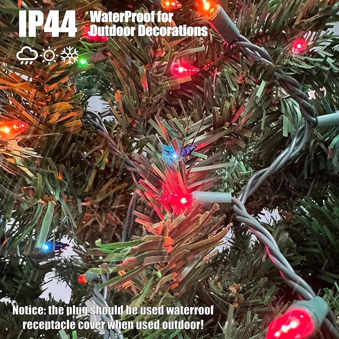 HISHINY Christmas Lights 100 Count Multicolor Christmas Tree String Lights with Green Wire for Outdoor Indoor Christmas Decorations Wedding Decorations Valentines Day Decor,UL Certified (21feet)