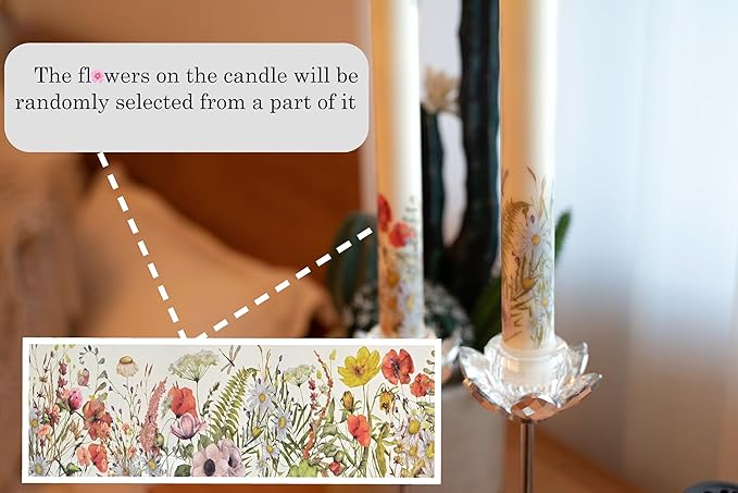 Flameless Taper Candles Flickering with Remote and Timer, 3D Moving Flame Taper Candle Battery Operated to 400 Hours, 9 Inch Window Candles, (Wild Flower)