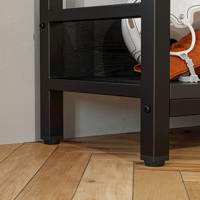 IRONCK Corner Bookshelf 5 Tiers, Industrial Corner Bookcase with Baffles Etagere, L Shaped Bookshelves with Metal Frame, Corner Shelf Storage Rack for Living Room Home Office