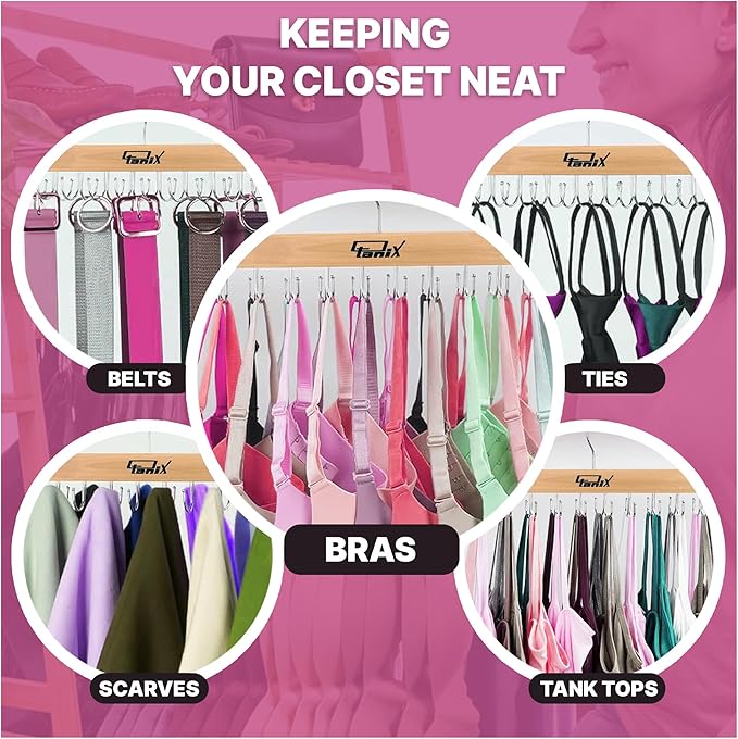 2 Pack Tank Top Hangers Space Saving, Bra Hangers for Closet Organizer, Bra Organizer for Closet, Space Saving Organizers and Storage for Dorm & Apartment for Tankto (Wooden)