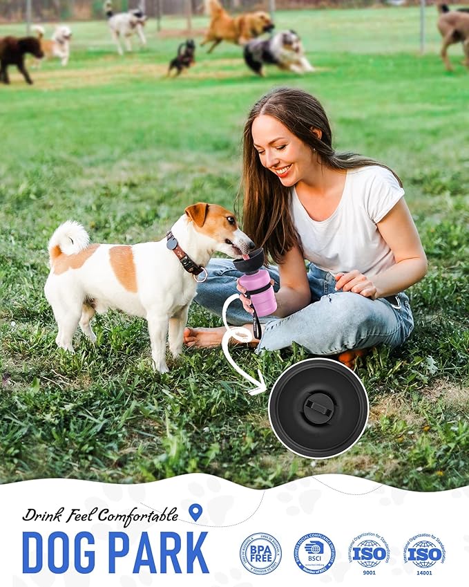 Lesotc Dog Water Bottle, Portable Pet Dispenser with Water Bowl, Leak Proof Pet Travel Squeeze Bottle, Puppy Essentials Dog Stuff Accessories for Outdoor Walking, Hiking, Camping