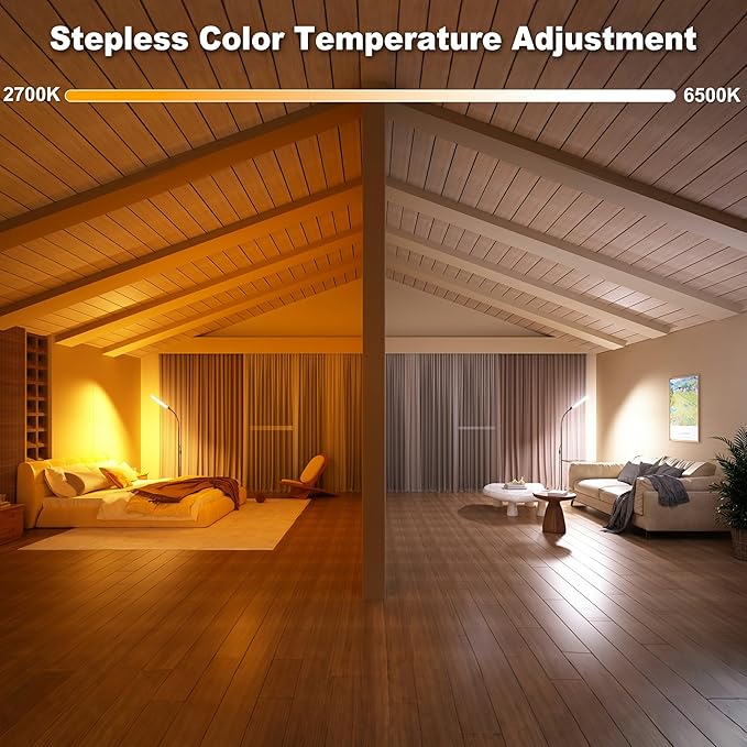 Floor Lamp, 18W Super Bright LED Floor Lamps for Living Room with Remote, Stepless Dimming Color Temperature & Brightness, Modern Adjustable Neck Standing Lamp Ideal for Bedroom, Office, Study