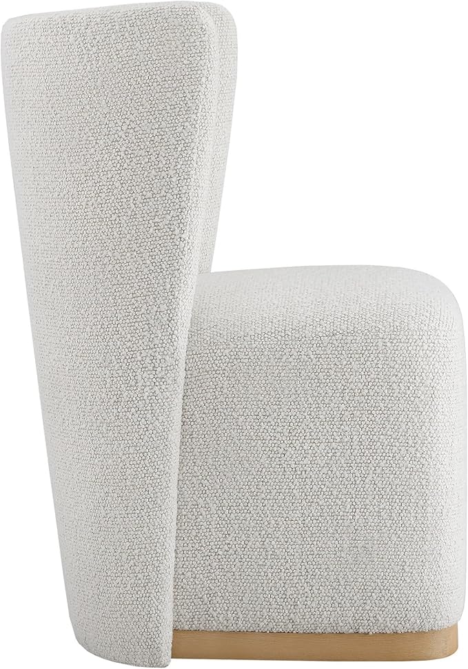 CHITA Upholstered Rolling Dining Chair on Casters Set of 2, FSC Certified Modern Fabric Dining Chair with Casters, Boucle Dining Chairs for Reading Room Kitchen Dining Room, Pearl