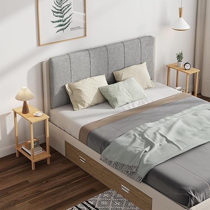 TUTOTAK Small Side Table, Narrow End Table, Skinny Sofa Table, Slim Nightstand, Couch Table, Living Room, Bed Room, Natural TB01BN062