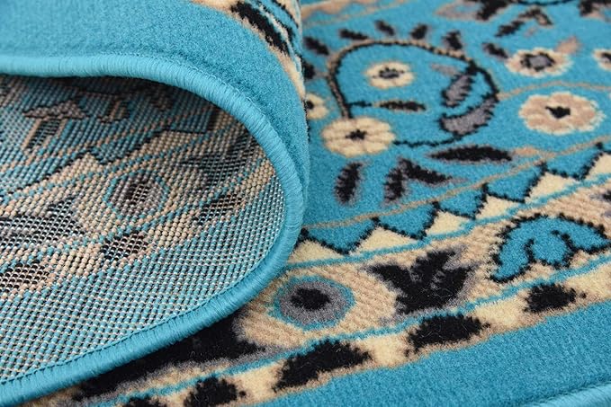 Unique Loom Reza Collection Traditional Persian Style Area Rug, 8' 0" x 8' 0", Turquoise/Ivory