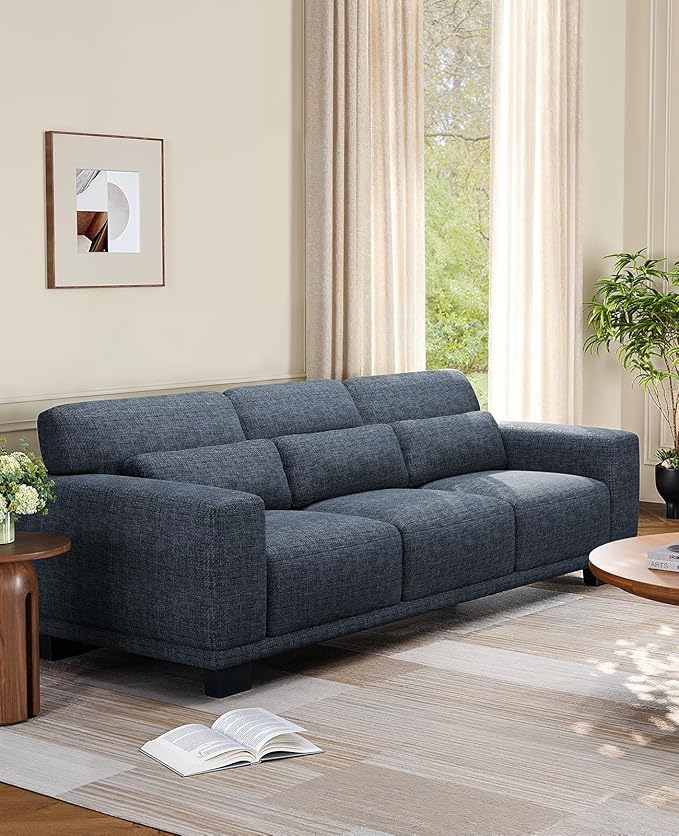 Amada 89" Sofa, 3 Seater Couch for Living Room, Modern Sofa with Deep Seats & Wide Armrests, Comfy Couch with Removable Washable Covers, Linen Fabric, Easy Assembly
