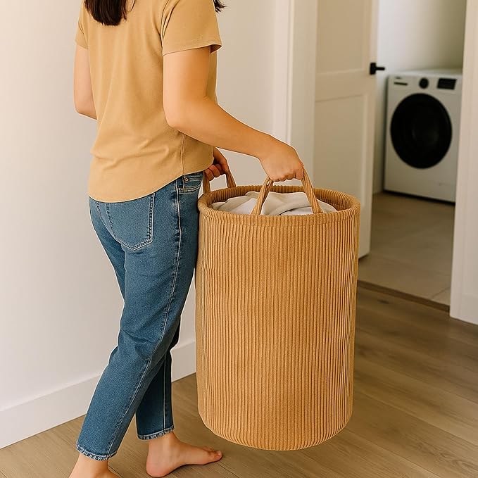 PUTSKA Laundry Basket Hamper – Blanket Basket for organizing, Décor and Toys, Clothes Hamper – Perfect for Baby and Kids Room, Nursery, Bedroom, Bathroom, Living Room – Extra large, Brown