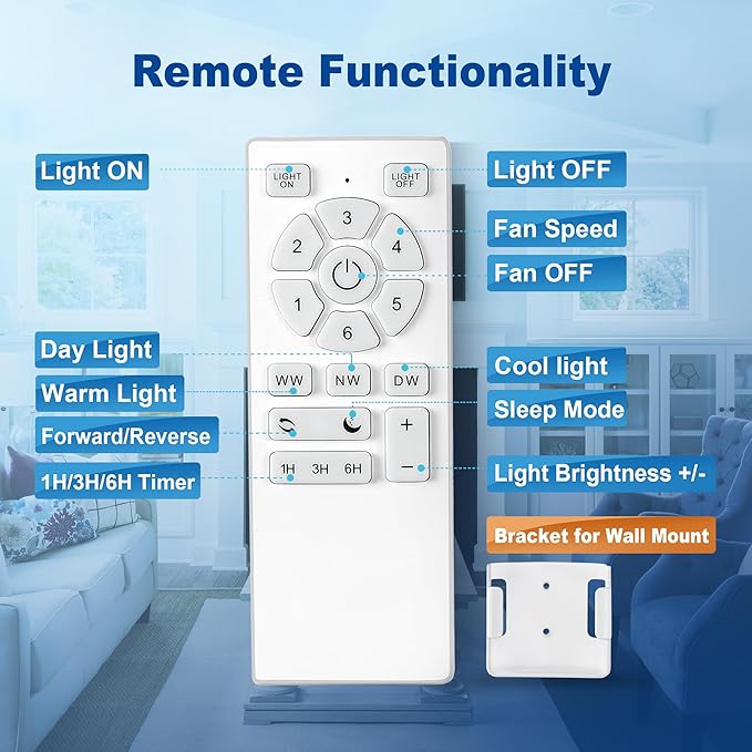 Rayqueen 60 Inch Ceiling Fans with Lights and Remote,Flush Mount White Ceiling Fan, 6 Speed Reversible DC Motor, 3CCT Dimmable LED-Low Profile Design for Bedroom, Living room & Covered Outdoor