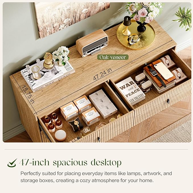 Modern Chest of Drawers with 6 Drawers,Deep Drawers,Clothes Organizer,Large Storage Cabinet for Living Room, Bedroom,Hallway,with Anti-Tipping Device,Wood