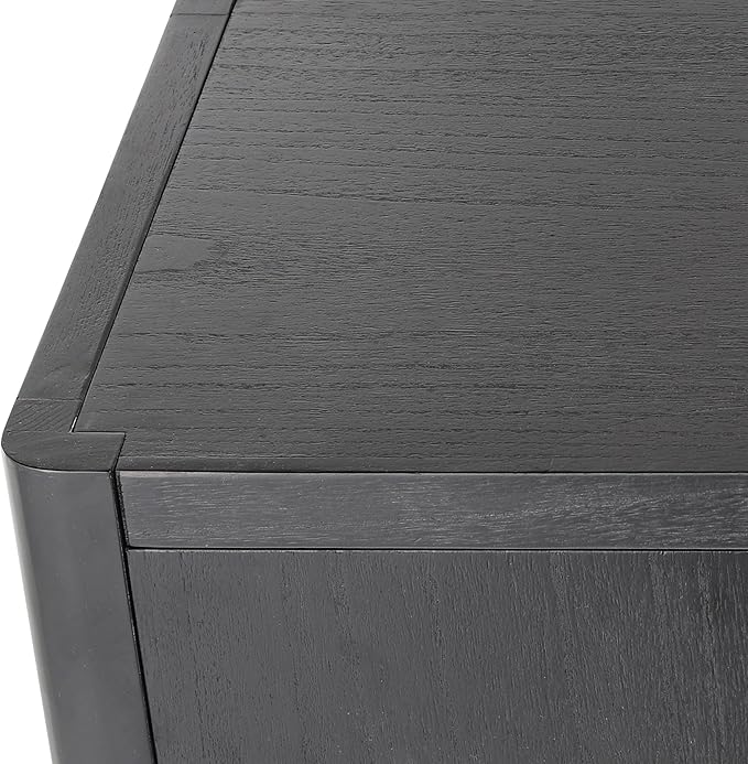 Farmhouse Wood 4-Door Cabinet Sideboard with Smooth Rounded Corners, Rustic Accent Entryway Console Table for Hallway Living Room Dining Room